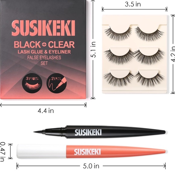 Lash Glue Liner Set 2-In-1 Black Eyelash Glue & Eyeliner+Clear Lash Glue Liner - Picture 5 of 13